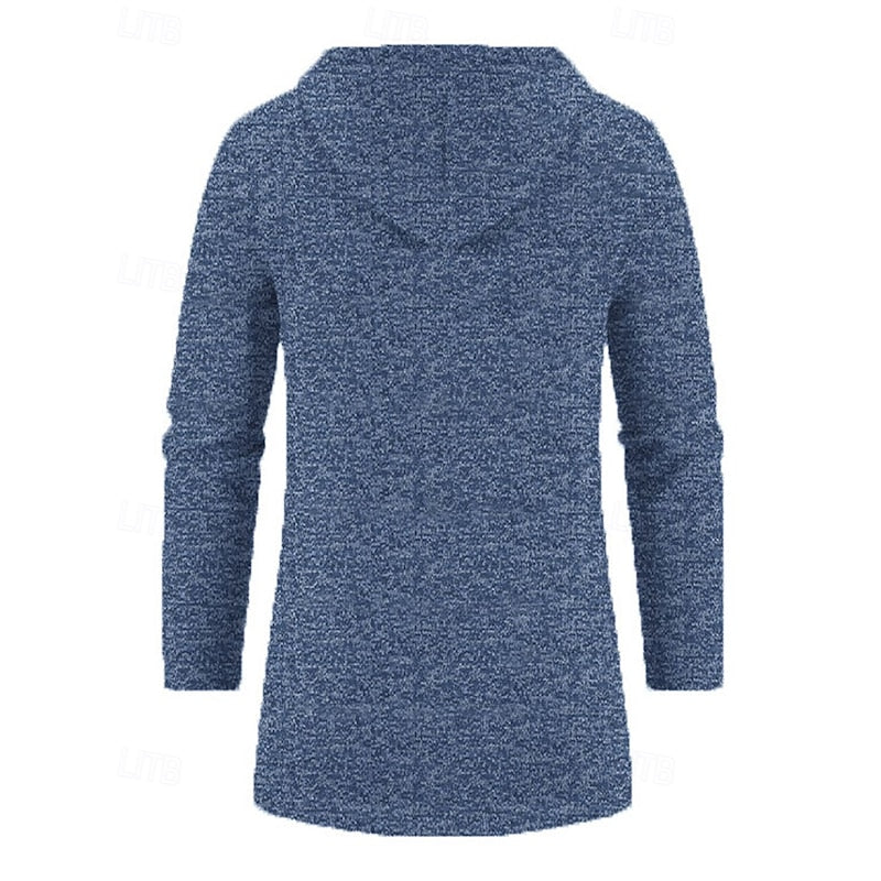 Mænd Casual Lang Strikjakke med Hætte
